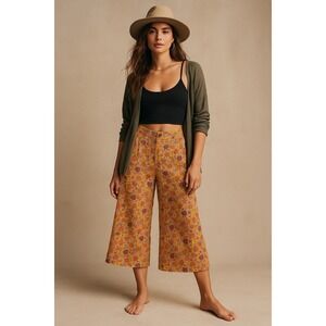 Free People Flower Power Wide Leg‎ Crop Pants Boho 70s inspired Festival Rare 6